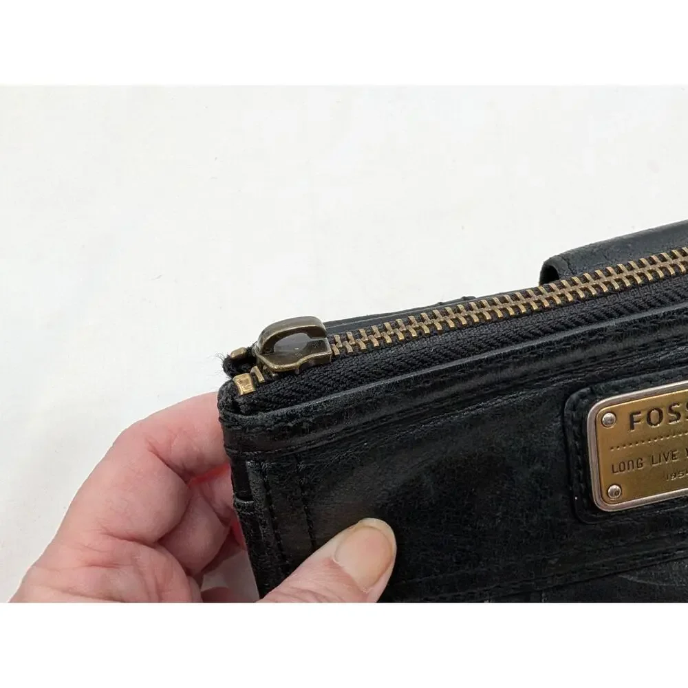 Bundle! Fossil Leather Crossbody Matching Wallet Timeless Capsule Minimalist